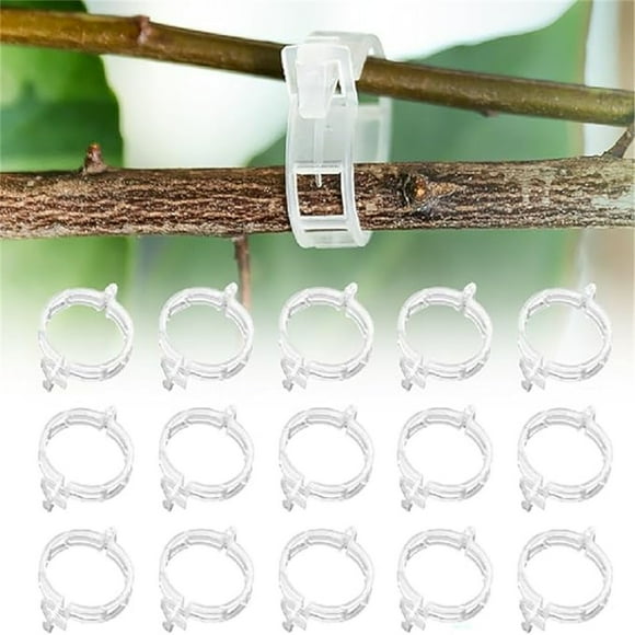 Plant Clips, Tomato Clips, 100Pcs Secured Plastic Plant Support Clips, Garden Clips for Climbing Plants, Plastic Clips Tomato Grape Vegetables Plant Fixing Clips(White)