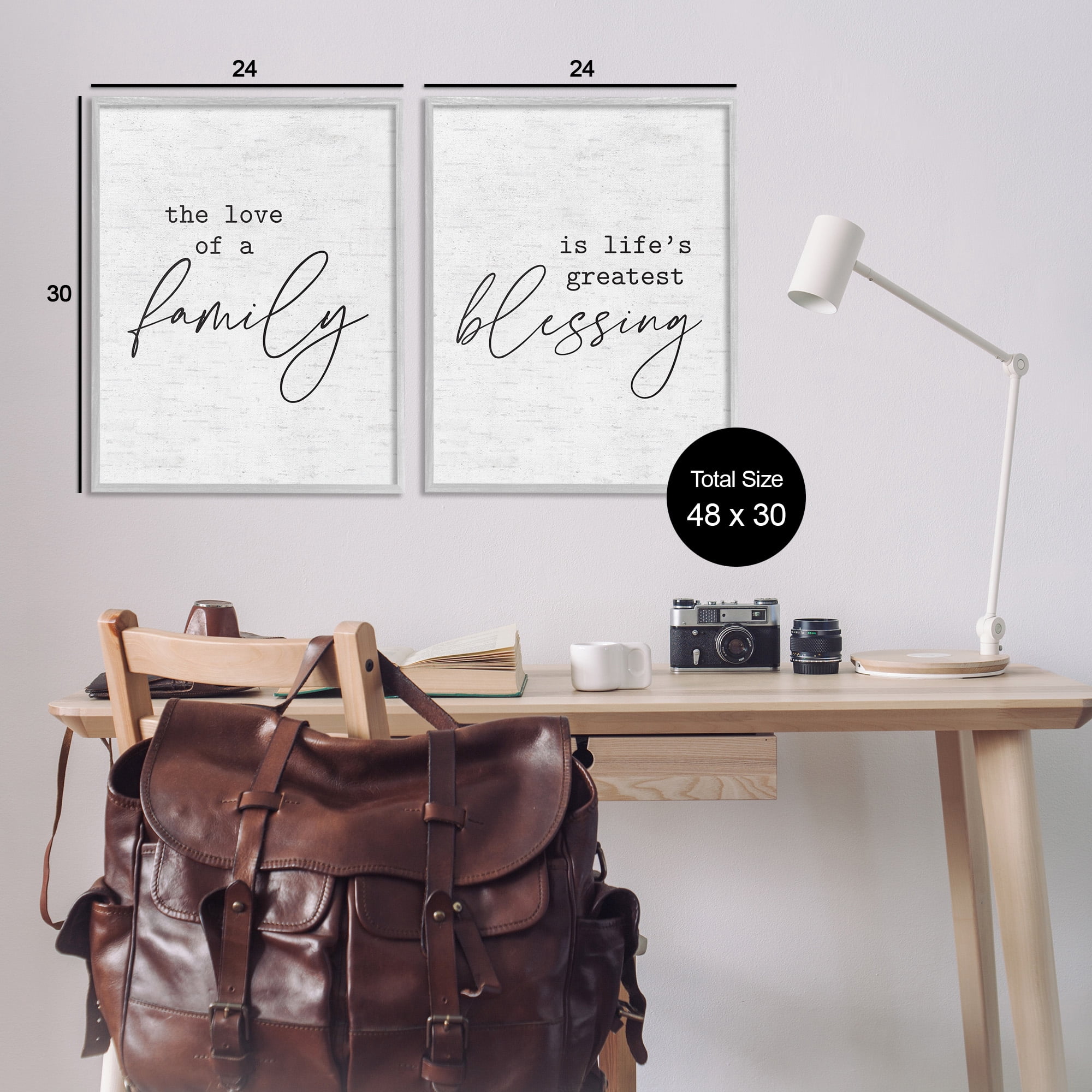 Stupell Industries Life's Greatest Blessing Quote Typography Painting Gray Framed Art Print Wall Art, 24 x 30, Set of 2