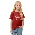 thumbnail image 3 of CCRFTGI Shirt for Children Girls 10-12 Cute Preppy Bowknot Print Shirts Trendy Tee Summer Tops Short Sleeve Crew Neck Girls Clothes Red 5-6 Years, 3 of 5