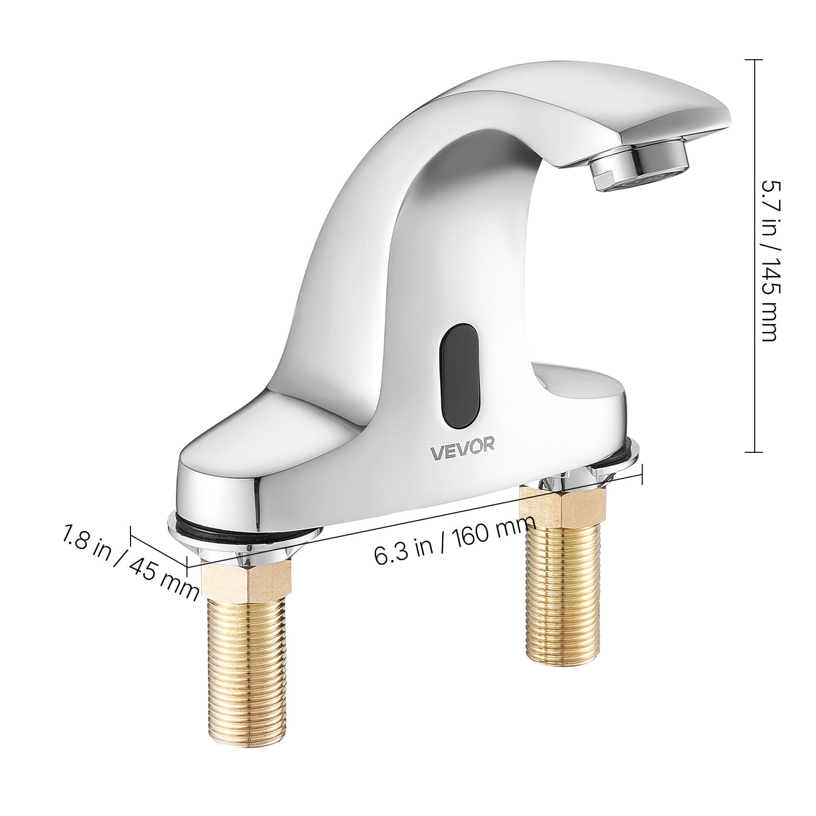 VEVOR Touchless Bathroom Sink Faucet, Automatic Motion Sensor Restroom Toilet Faucet Cold Water with Hole Cover Plate, Battery Operated for 9/16 in Pipe Commercial Lavatory,Chrome Plated Silver