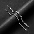 thumbnail image 4 of 2Pcs Silver Cross Pearl Bracelets for Men, Sturdy Non Tarnish Stainless Steel, Adjustable Snake Box Figaro Rope Cuban Link Bracelet Set, Gifts for Men Dad, 4 of 6