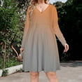 thumbnail image 2 of Orange Gray Gradient Long Sleeve Dresses For Women Vintage Elegant Party Dress Oversized V-neck Dress S-8XL, 2 of 7
