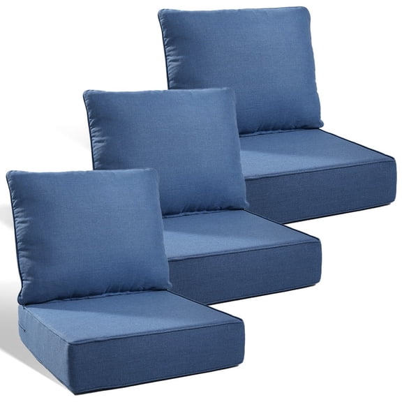 PARKWELL Outdoor Deep Seat Cushion Set, 24 x 24, Water Repellent, Fade Resistant, 6" Thicken Deep Seat Bottom and Back Cushion for Chair, Sofa, and Couch, Navy (6-Piece)