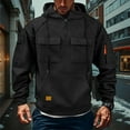thumbnail image 2 of Dresfit Mens Quarter Zip Sweatshirts Hooded Big and Tall Pullover Fleece Long Sleeve Workout Hoodies Winter Fall Warm Zipper Lined Tops Black 2XL, 2 of 9
