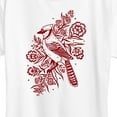 thumbnail image 3 of Instant Message - Blue Jay And Flowers - Women's Short Sleeve Graphic T-Shirt, 3 of 6