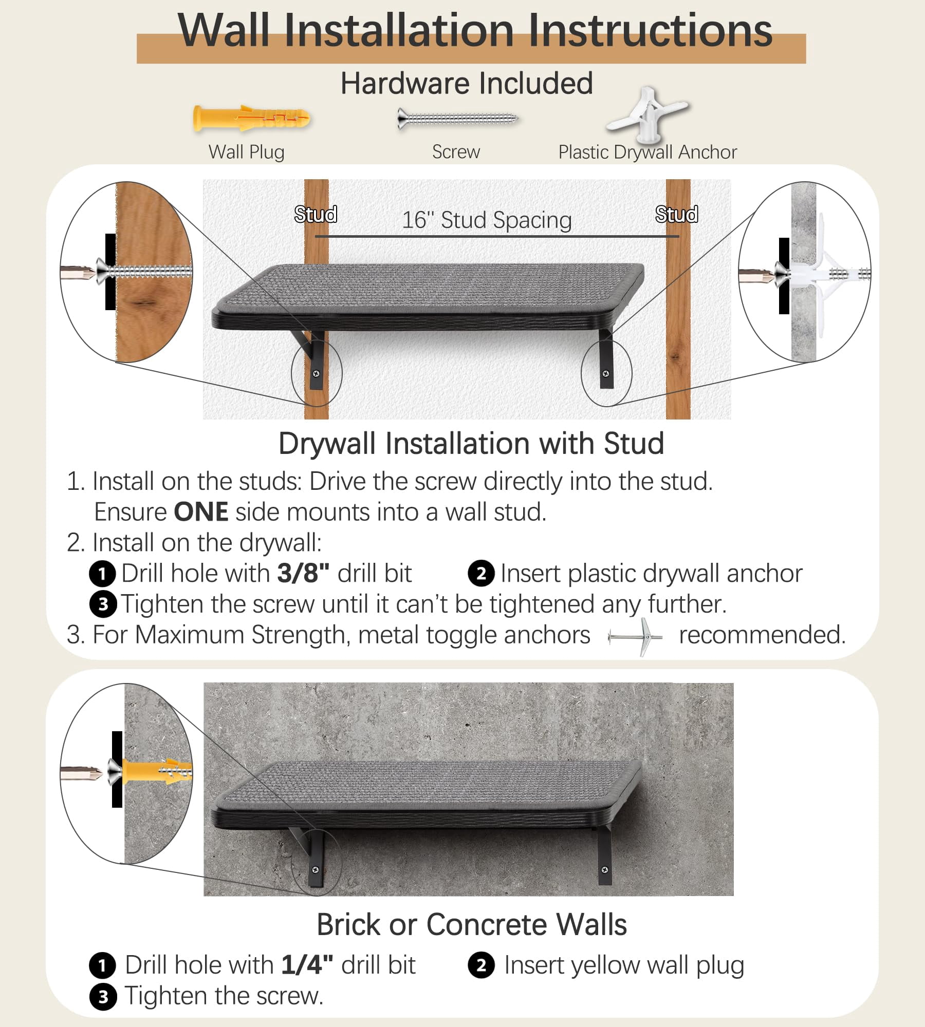 Cat Wall Shelf Window Perch  Cats Bed Hammock With Pad For Climbing Sleeping Playing Black Furniture Indoor Large