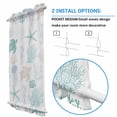 thumbnail image 3 of Teal Coastal Door Curtains for Door Window, French Sidelight Front Back Door Curtains With Tieback, Nautical Summer Beach Coral Sea Turtle Kitchen Rod Pocket Drapes Panel, 25"x40", 3 of 6