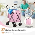 thumbnail image 6 of Folding Shopping Cart with Wheels,Foldable Shopping Cart for Groceries,Large Capacity 120lbs Utility Cart,Hulken Bag with Wheels for Laundry Grocery, Baggage, Picnic (Pink), 6 of 8