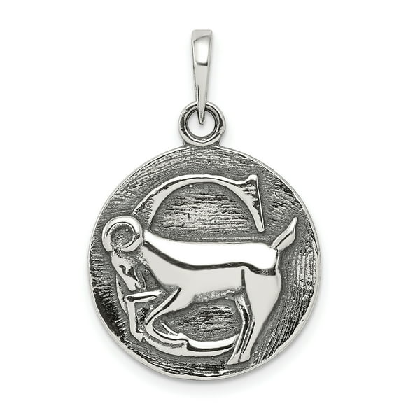 925 Sterling Silver Vintage Capricorn Horoscope Zodiac Necklace Charm Pendant