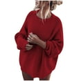 thumbnail image 2 of AOOCHASLIY 2023 Womens Sweater Women Fashion Casual Long Sleeve Solid Color Sweater Loose Sleeve Plus Size Sweater, 2 of 5
