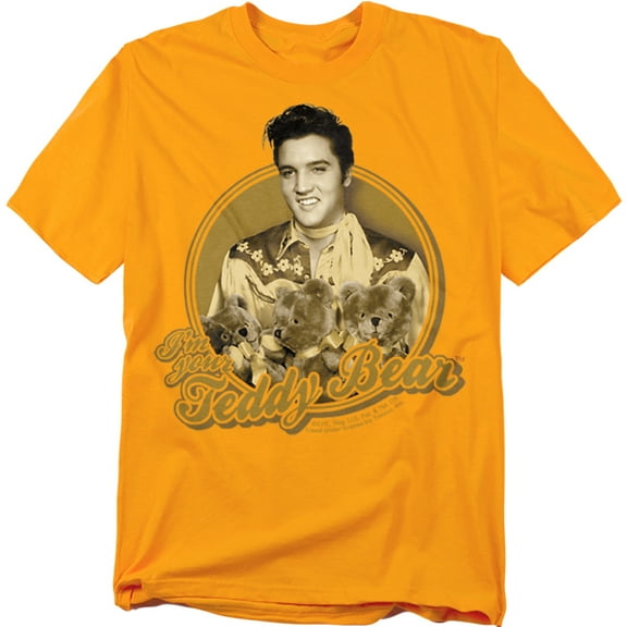 Elvis Presley T-Shirt Teddy Bear Unisex Graphic Tee For Men & Women Gold 