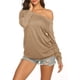 thumbnail image 4 of Camiseta Halife con hombros descubiertos, holgada, para mujer, color café claro, 4 of 6