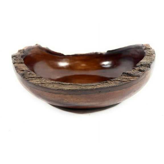 Rustic Carved Wood Bowl - Tamarin 10" Stained | #LPU02S