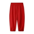 thumbnail image 4 of Eltusu Girls Cotton Sweatpants, Elastic Bottom Casual Elastic Waist Solid Color Jogger Pants Red Size 9-10T, 4 of 6