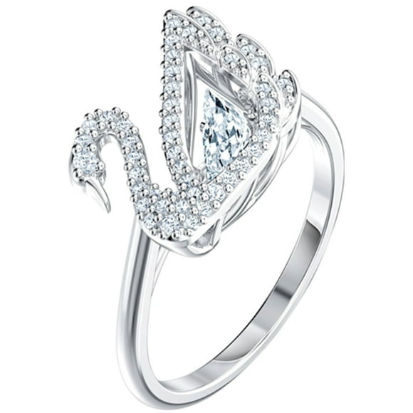Swarovski 5520712 Women's Dancing Swan White Crystal Ring, Size 6.75
