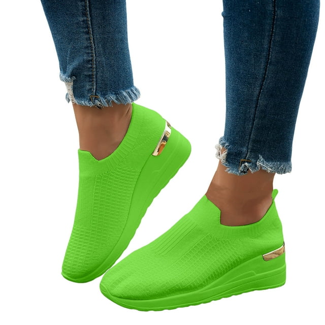 Chaussures de Marche à Enfiler à Talon Compensé Léopard pour Femmes, Confortables, en Maille Tissée Aérée, Plateforme, Mocassins, Espadrilles de Travail