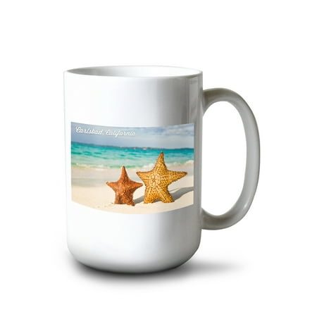 

15 fl oz Ceramic Mug Carlsbad California Starfish on Beach Dishwasher & Microwave Safe