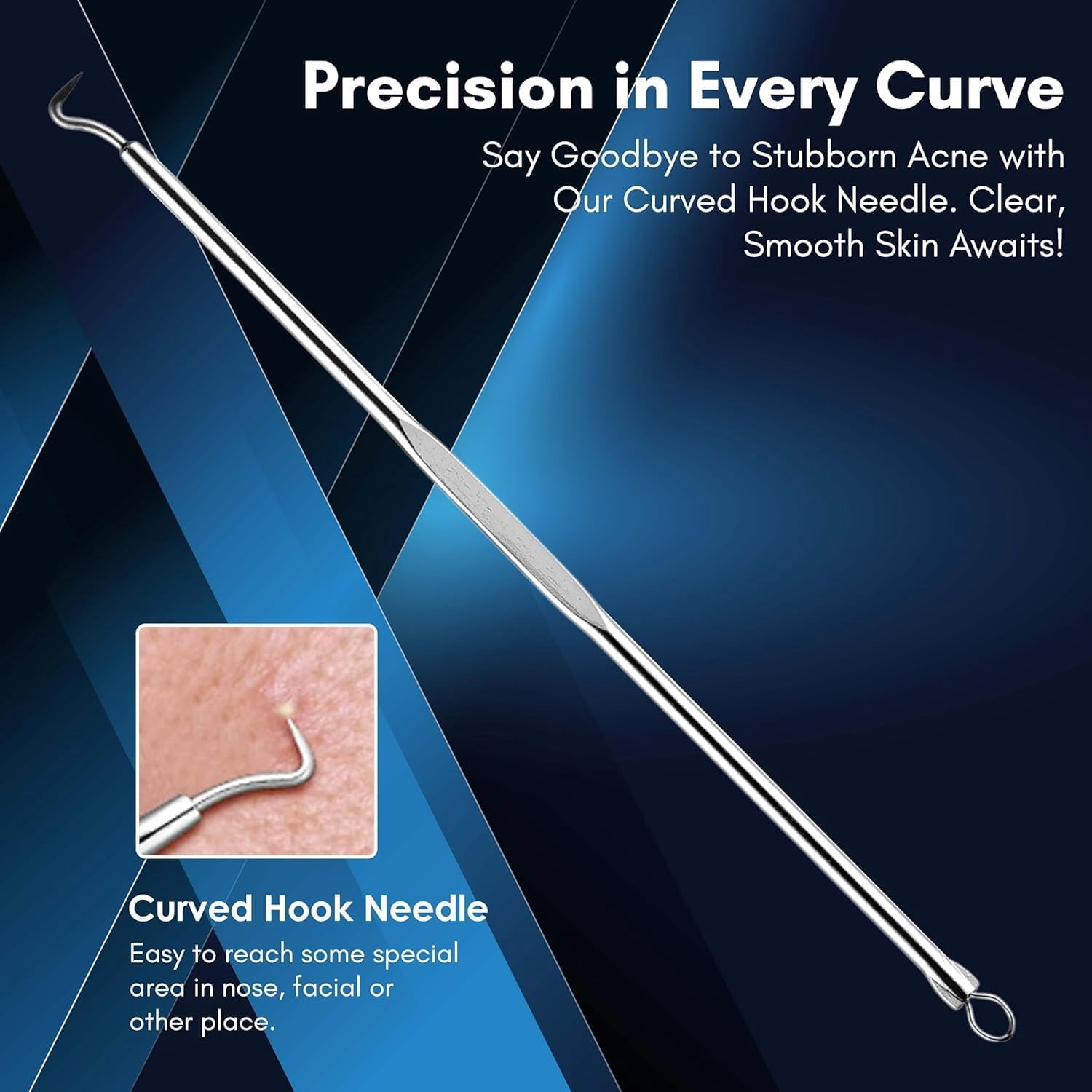 Basics Blackhead Acne Removal Needle Kit 4 Pcs Cleaning Tool Blemish Pimple Comedone for Women and Men