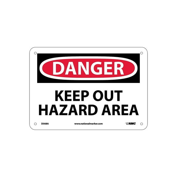 National Marker Keep Out Hazard Area 7X10 .040 Aluminum Danger Sign D568A