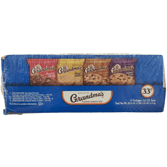 Grandma’s Cookies Variety Mix, 33-Count Individually Wrapped Snack Pack Assortment