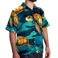 thumbnail image 2 of Turtle Seamless Men's Hawaiian Shirt, Button Down Poplin Short Sleeve Casual Summer Beach Printed Unisex Shirts, 2 of 6