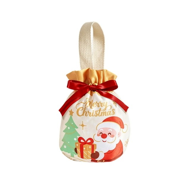 Red Christmas Eve Fruit Packaging Bag With Drawstring Closure, Reusable Non-Woven Fabric And Soft Inner For Gift Wrapping And Storage 7.48X6.30X6.30In 0.11Lb