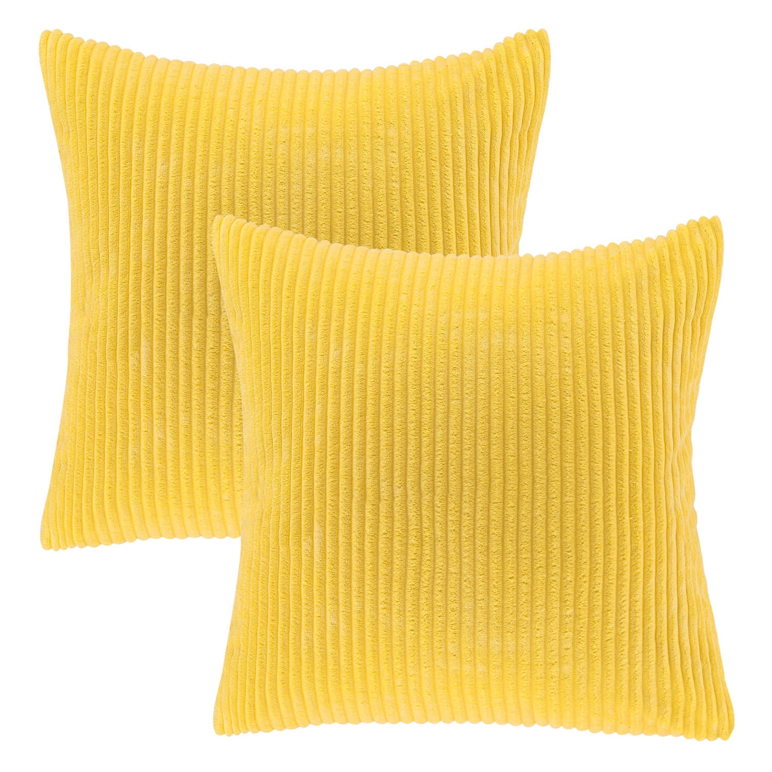 Phantoscope 18" x 18" Modern, Contemporary, Transitional Yellow Striped Polyester Throw Pillow , ( 2 Count)