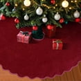 thumbnail image 4 of JEWLALO Burgundy Christmas Tree Skirt, 48 Inches Neutral Velvet Christmas Tree Skirts Modern Scalloped Edge Xmas Decorations Minimalist Mat for Home Indoor Outdoor Holiday Party Decors, 4 of 9