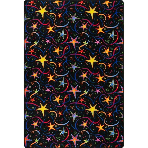 Joy Carpets Neon Lights Have A Blast 6' x 9' Area Rug in Color Fluorescent