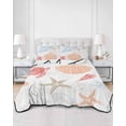 thumbnail image 2 of Quilts Twin-XL Size Bedding Set, Orange Red Blue Coastal Nautical Lightweight Quilted Comforter, Beach Sea Turtle Ocean Coral Starfish Bedspread Coverlet with Pillow Covers for All Season, 68" x 98", 2 of 7