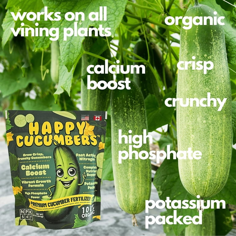Happy Cucumber Fertilizer Organic Premium Fertilizer for Cucumbers,  Zucchini, Pumpkins, Squash & Melons  Fast-Acting, Nutrient-Rich Cucumber  Plant ...