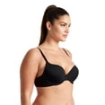 thumbnail image 2 of Curve Muse Women's Light Lift Add 1 Cup Push Up Underwire Convertible Tshirt Bra-2PK-BLACK,WHITE-44DDD, 2 of 6