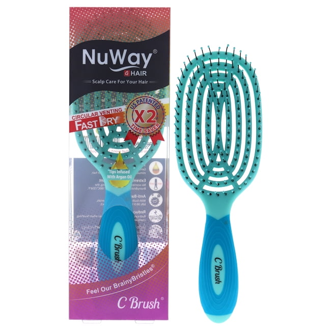 Curved and Vented Detangling C Brush Aqua by NuWay 4Hair for Unisex