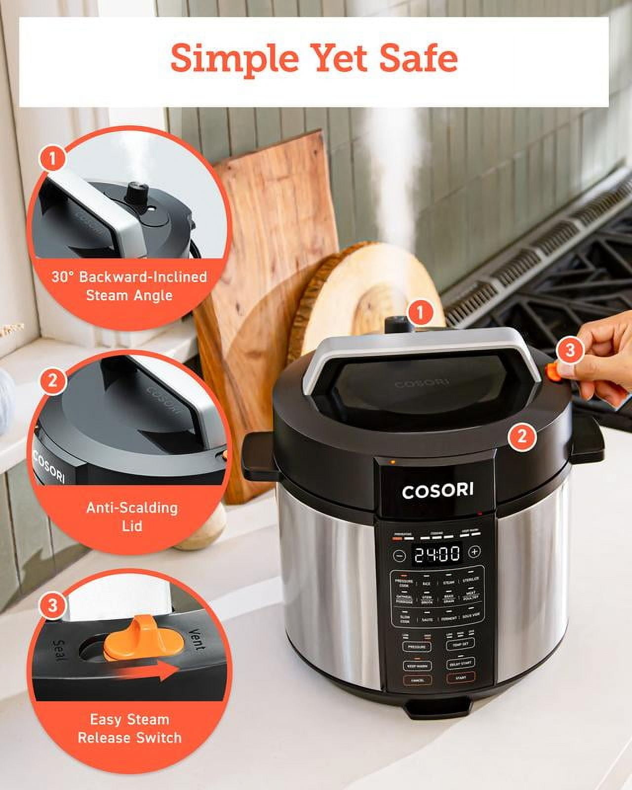 COSORI Electric Pressure Cooker 6-Qt, 9-in-1 Multi-Cooker: Rice