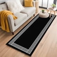 thumbnail image 2 of Black Runner Rugs 2x6 ft Greek Chinese Style Border Geometric Washable Hallway Rugs Non-Slip Floor Mats Absorbent Carpet Bedside Runners for Bedroom Kitchen Bathroom Laundry Room, 2 of 9