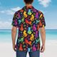 thumbnail image 4 of Balery Colorful Cats Camisas hawaianas de manga corta para hombre, camisas playeras de corte holgado, camisas de vacaciones con botones,Medium, 4 of 7