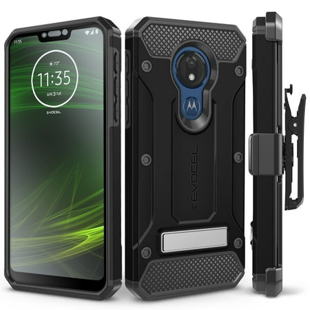 Motorola Moto G7 Power Case, Evocel [Glass Screen Protector] [Belt Clip Holster] [Metal Kickstand] [Full Body] Explorer Series Pro Phone Case for Motorola Moto G7 Power (XT1955), (Best Burner Phone App)