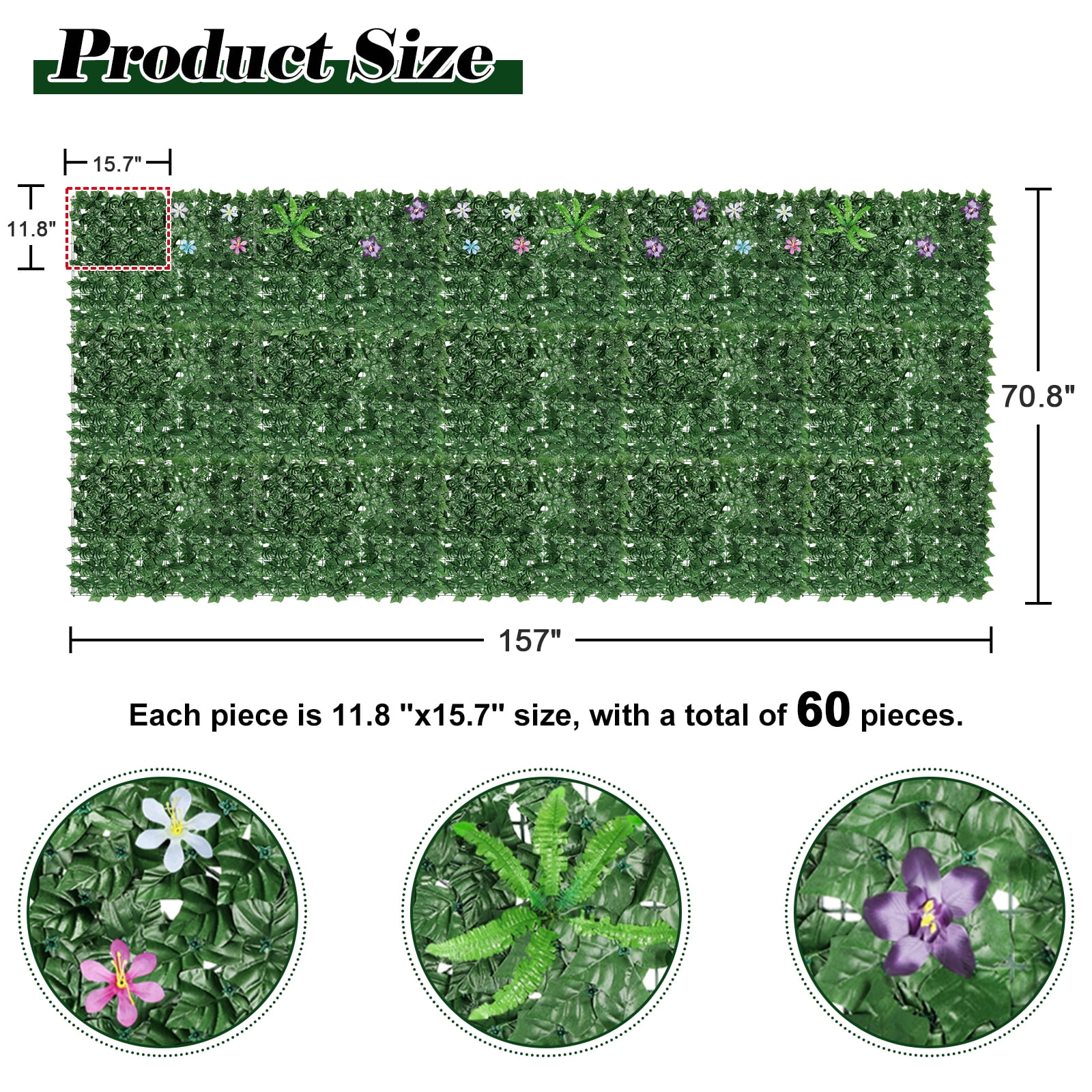 Oumilen 314" x 35.4" Ivy Privacy Fence Backdrop Decoration Flower Artificial Plants Balcony Outdoor
