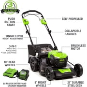 Greenworks 40V 21 Brushless Cordless (Self-Propelled) Lawn Mower, 5.0Ah Battery and Charger Included