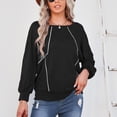 thumbnail image 4 of Loose Pullover, Elastic Cuffs Personalized Design Polyester Machine Wash Round Neck Tops For Party ANGGREK Otros, 4 of 6