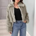 thumbnail image 2 of FAWUUDO Women's Faux Fur Coat Fluffy Faux Fur Jacket Long Sleeve Lapel Furry Winter Jackets Parka Short Coat Beige, 2 of 4