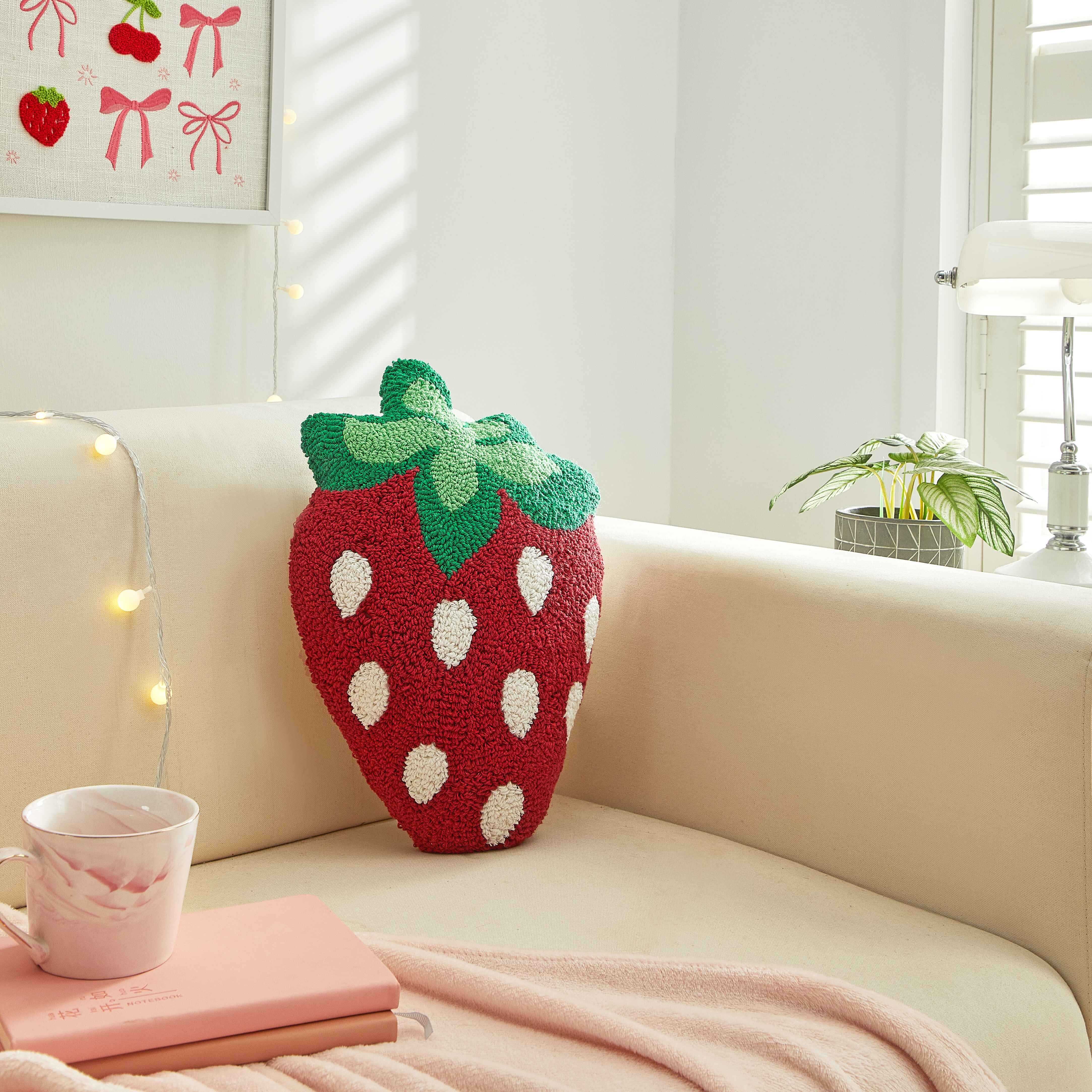 Mainstays Strawberry Shaped Decorative Throw Pillow for Teens/Adults – 17" x 12"
