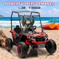 thumbnail image 3 of 2 Seater Ride on Car w/Sun Shade, Kids Electric Vehicles w/Remote Control, 24V 7AH Off-Road Electric Truck, UTV with LED Lights, Music Player for 3+ Kids, 3 of 7