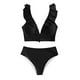 thumbnail image 4 of MKLEKYY Trajes De Baño Hombre Natacion New Multicolor Ruffled V Neck Split Swimsuit High Waist Split Bikini Women'S, 4 of 4