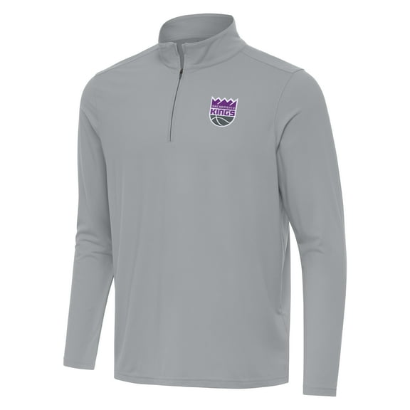 Men's Antigua Gray Sacramento Kings Intent Quarter-Zip Top