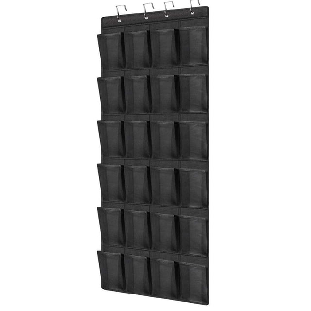 Estante para zapatos para colocar sobre la puerta, 24 bolsillos de malla con capacidad para hasta 40 libras, organizador en la parte posterior del armario, colgador detrás de la puerta, soportes