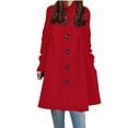 thumbnail image 2 of ClodeEU Women's Knit and Wool Blend Paneled Cape Coat，Button Up Trench Coat With Pockets , Trendy Coat for Fall Winter Red,Womens Plus XXL, 2 of 8