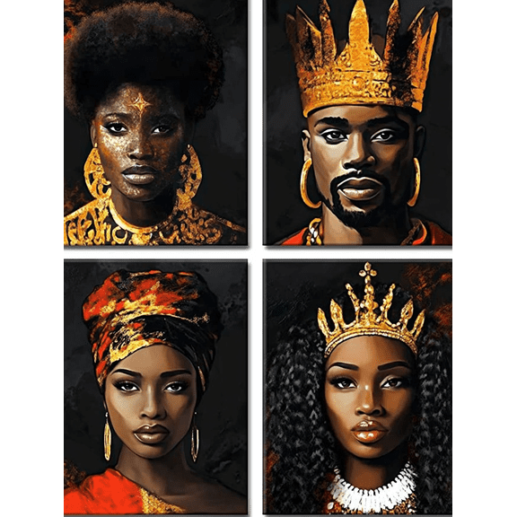 African Portrait Decorative Painting/Canvas Art， Suitable for Living Room，  Elegant Decor.