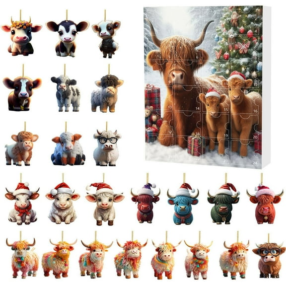 Countdown Sets Holiday Advent Calendar - Christmas Home Decorate 2024 2025 Commemorative Cow Set Collectible for Festive Celebrations