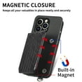 thumbnail image 3 of Elehold Luxury Leather Lanyard Wallet Case for iPhone 14 Pro 6.1 inch Magnetic Closure with Hand Strap Card Cash Slot Shockproof Kickstand Support Magnetic Car Mount Stylish Phone Case,Black, 3 of 13